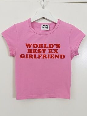 Moxi Mimi World’s Best Ex Girlfriend Pink Graphic Baby Tee Y2K Size S